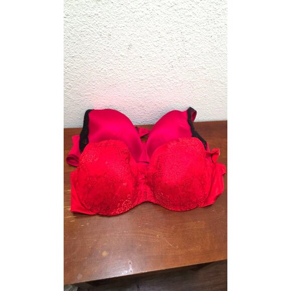 Cacique Womens 44D Red Lace & Satin Padded Bras Set Of 2 - Picture 5 of 5